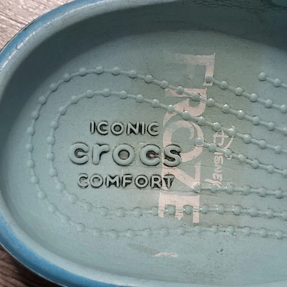 Crocs Disney Frozen Elsa Glitter Clogs Blue Silver Toddler Kids C11 Snowflake